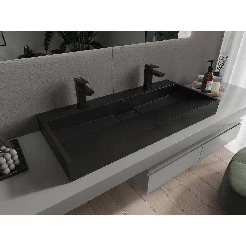 Mexen Ava uz viļņa stāvošs izlietne no konglomerāta 2/O 100 x 46 cm, melns - 23011072