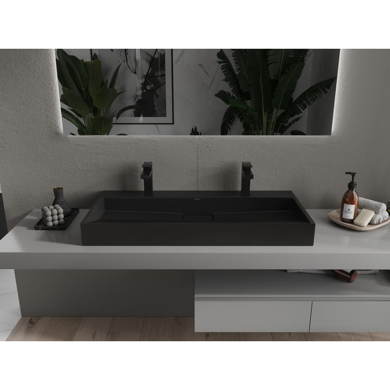 Mexen Ava countertop washbasin made of conglomerate 2/O 100 x 46 cm, black - 23011072