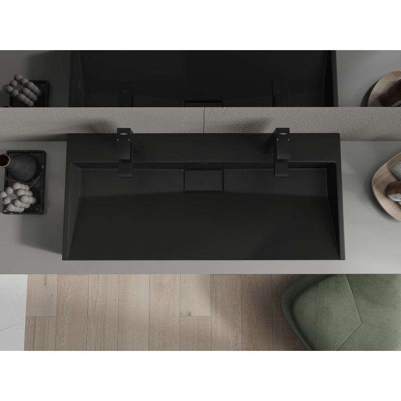 Mexen Ava bänktvättställ av konglomerat 2/O 100 x 46 cm, svart - 23011072