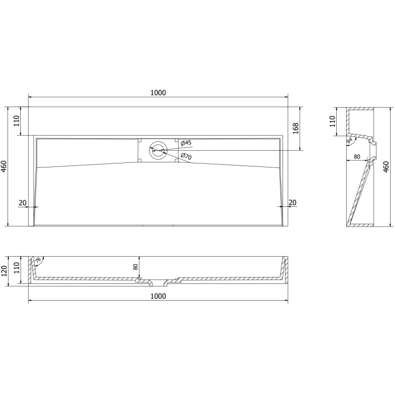 Mexen Ava lavatório de bancada de aglomerado B/O 100 x 46 cm, branco - 23011000