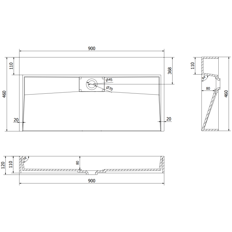 Mexen Ava lavabo da appoggio in conglomerato B/O 90 x 46 cm, nero - 23019070