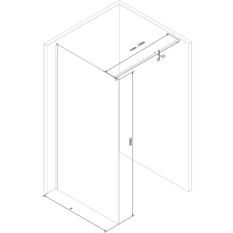 Mexen Kioto 120 x 200 cm Walk-in Shower Wall, 8 mm Stripes, Chrome - 800-120-101-01-09