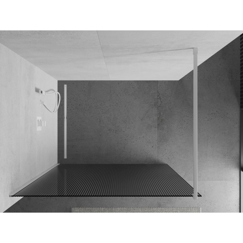 Mexen Kioto Duschwand Walk-in 70 x 200 cm, Streifen 8 mm, weiß - 800-070-101-20-09