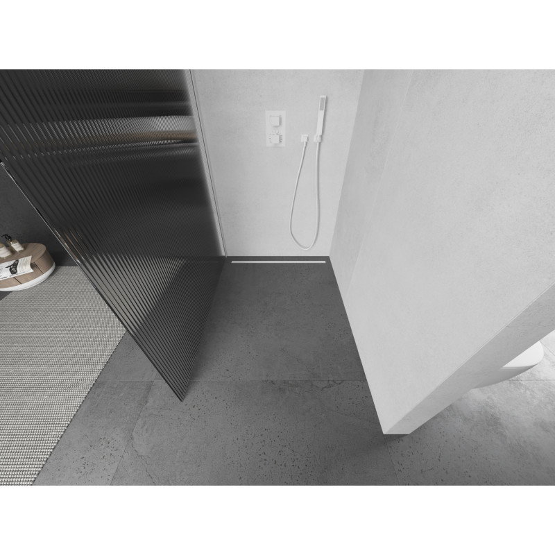 Mexen Kioto Walk-in Douchewand 70 x 200 cm, Sträifen 8 mm, wäiss - 800-070-101-20-09