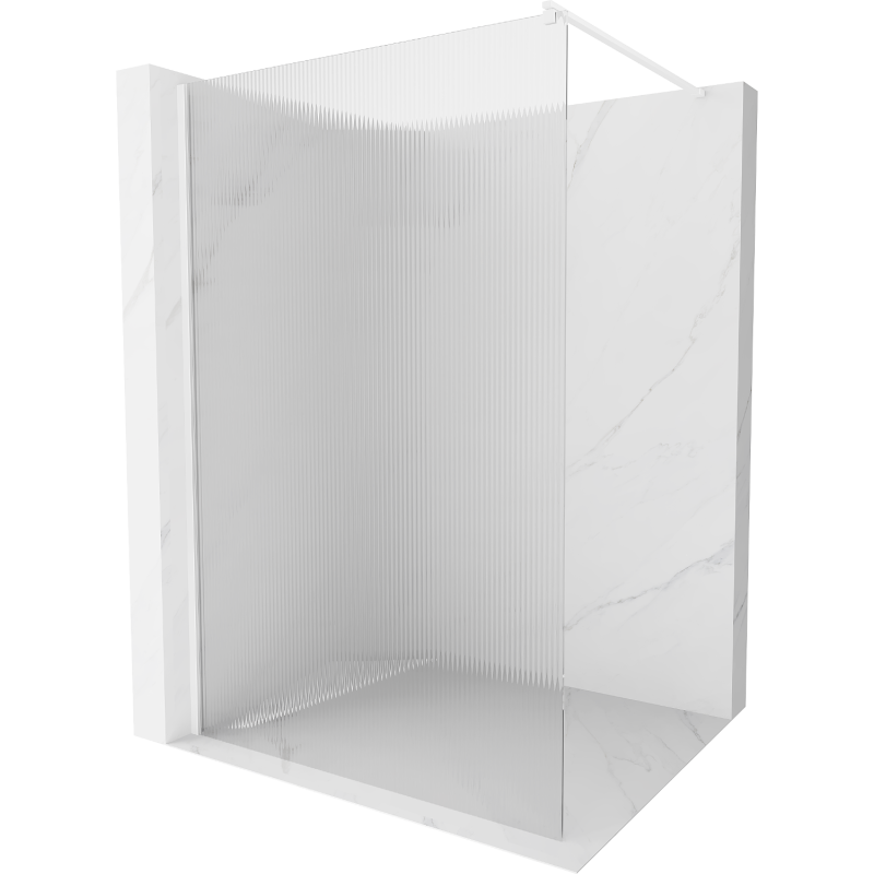 Mexen Kioto Walk-in Shower Wall 100 x 200 cm, Stripes 8 mm, White - 800-100-101-20-09