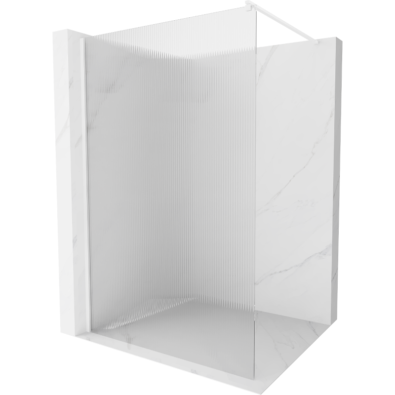 Mexen Kioto paroi de douche Walk-in 130 x 200 cm, rayures 8 mm, blanc - 800-130-101-20-09