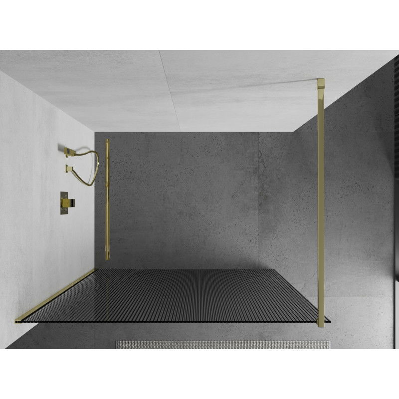 Mexen Kioto Πάνελ ντους Walk-in 70 x 200 cm, ρίγες 8 mm, χρυσό - 800-070-101-50-09