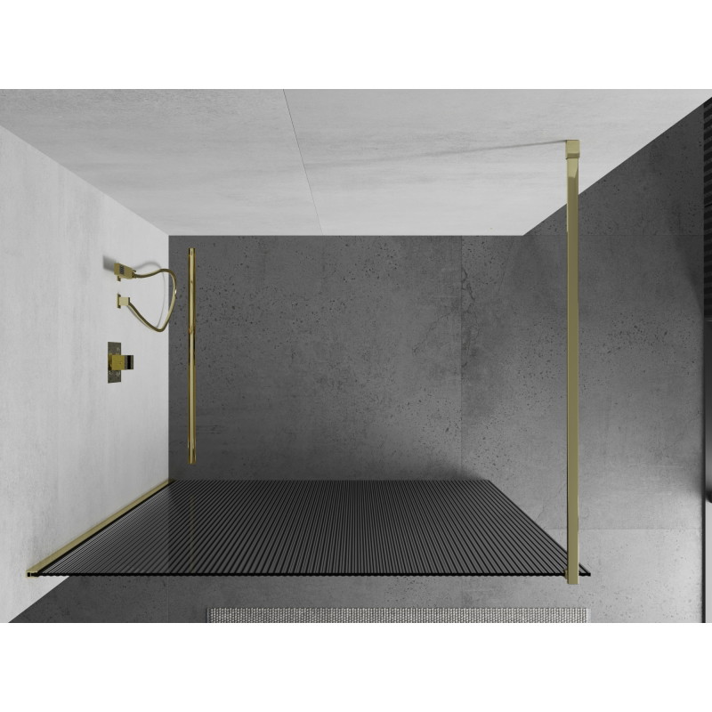 Mexen Kioto Dušisein Walk-in 80 x 200 cm, triibuline 8 mm, kuldne - 800-080-101-50-09
