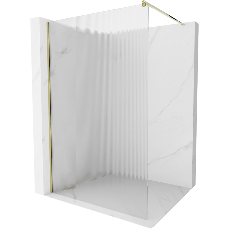 Mexen Kioto Duschwand Walk-in 90 x 200 cm, Streifen 8 mm, Gold - 800-090-101-50-09