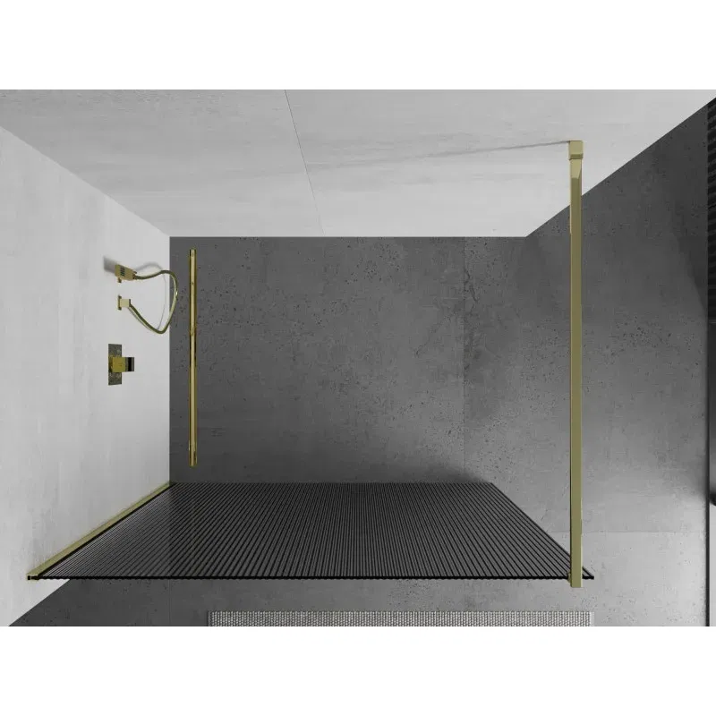 Mexen Kioto paroi de douche Walk-in 110 x 200 cm, stries 8 mm, or - 800-110-101-50-09