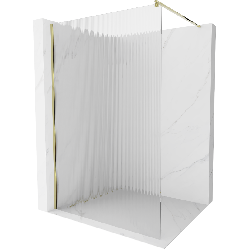 Mexen Kioto paroi de douche Walk-in 130 x 200 cm, rayures 8 mm, dorée - 800-130-101-50-09