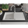 Mexen Leo fregadero de granito de 1 cubeta con escurridor y grifo de cocina Savita, blanco - 6501-20-672601-00