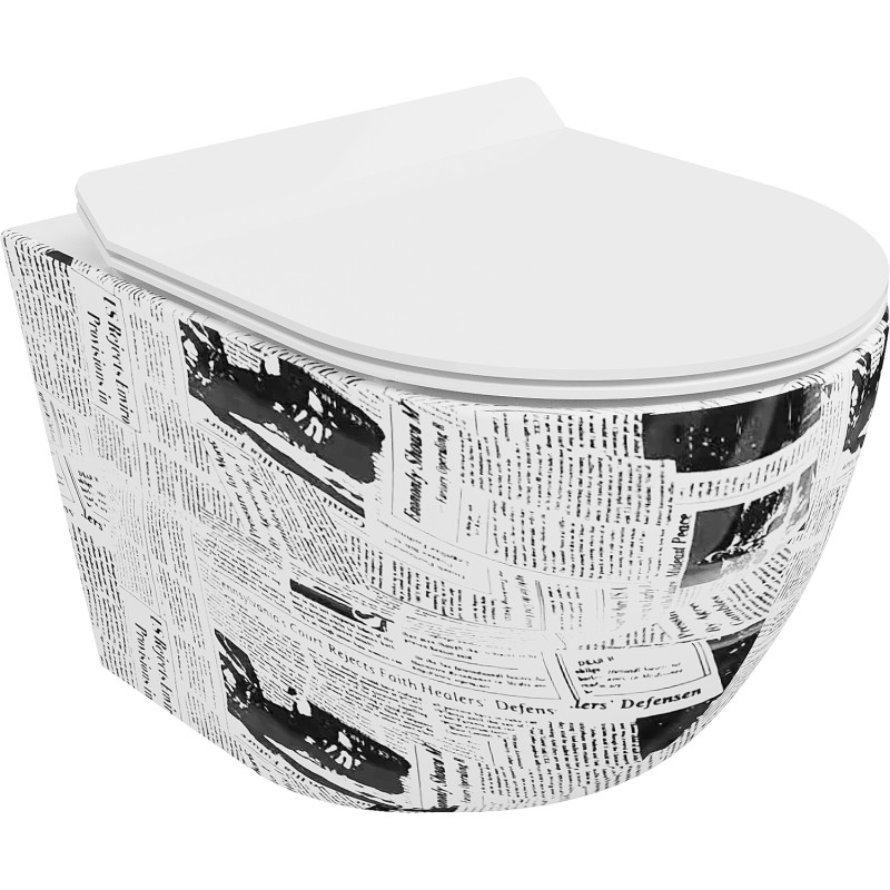 Mexen Lena Rantivaba WC-pott koos aeglaselt laskuva slim kaanega, duroplast, valge muster - 30224099