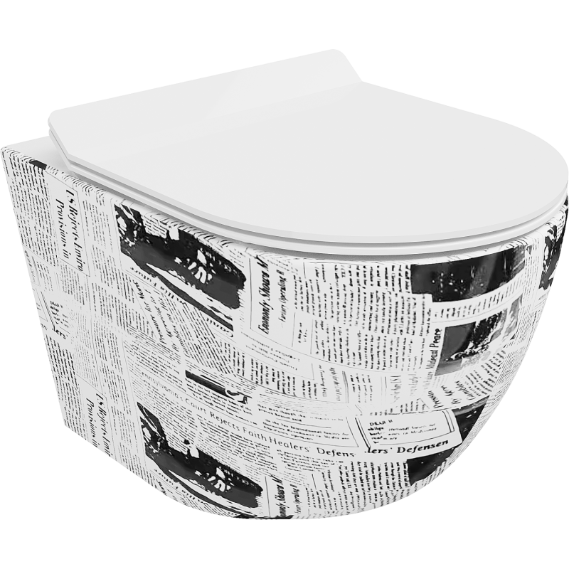 Mexen Lena WC-Schüssel Rimless mit Soft-Close-Slim-Sitz, Duroplast, weiße Muster - 30224099