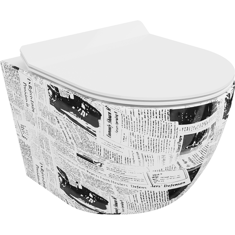 Mexen Lena WC-skål Rimless med mjukstängande slim-sits, duroplast, vit mönster - 30224099