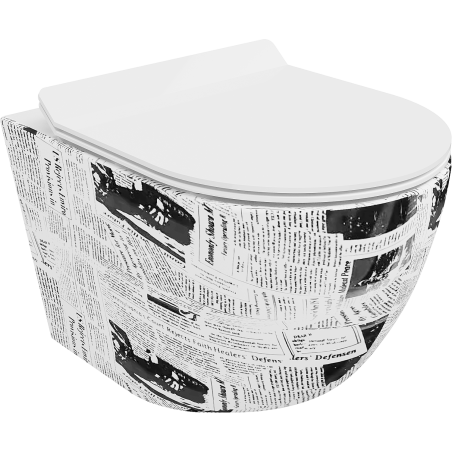 Mexen Lena Rimloze WC-pot met langzaam sluitende slanke zitting, duroplast, wit patroon - 30224099