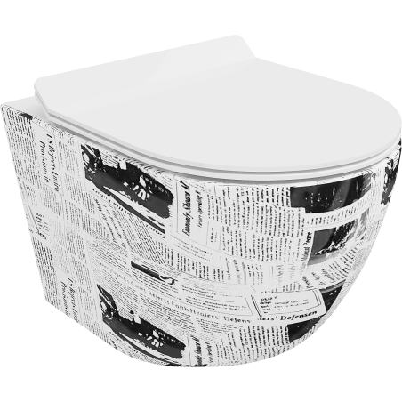 Mexen Lena WC-Schüssel Rimless mit langsam schließendem Slim-Sitz, Duroplast, weißes Muster - 30224099