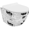 Mexen Lena Rimloze WC-pot met langzaam sluitende slanke zitting, duroplast, wit patroon - 30224099