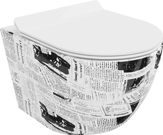 Mexen Lena Rimloze WC-pot met langzaam sluitende slanke zitting, duroplast, wit patroon - 30224099