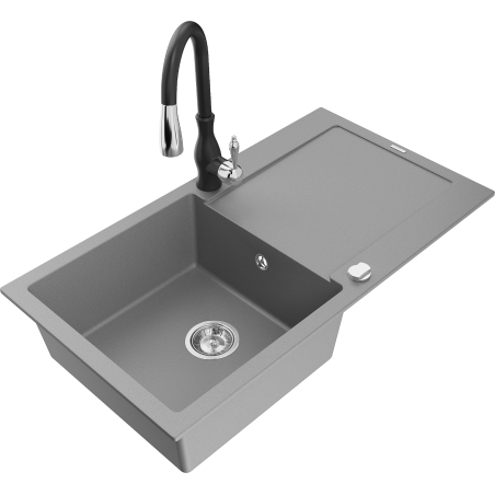 Mexen Leo Granit-Spullstutzen mat 1 Kummer an Drain an Kichenkraan Savita, gro - 6501-71-672601-70