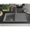 Mexen Leo fregadero de granito de 1 compartimento con escurridor y grifo de cocina Savita, gris - 6501-71-672601-71