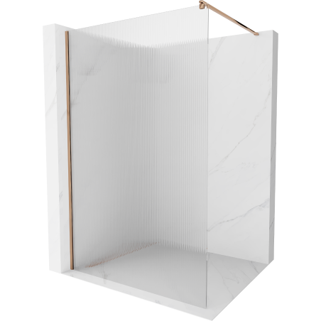 Mexen Kioto ścianka prysznicowa Walk-in 90 x 200 cm, prążki 8 mm, różowe złoto - 800-090-101-60-09