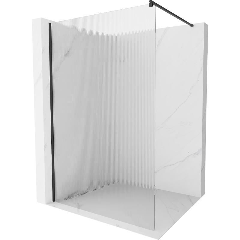 Mexen Kioto parete doccia 90 x 200 cm, righe 8 mm, nero - 800-090-101-70-09