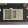 Mexen Matias fregadero de granito de 1,5 senos con escurridor y grifo de cocina Savita, beige - 6502-69-672601-69