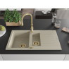 Mexen Matias granitenspoelbak 1,5-kamer met afdruiprek en keukenmengkraan Savita, beige - 6502-69-672601-50