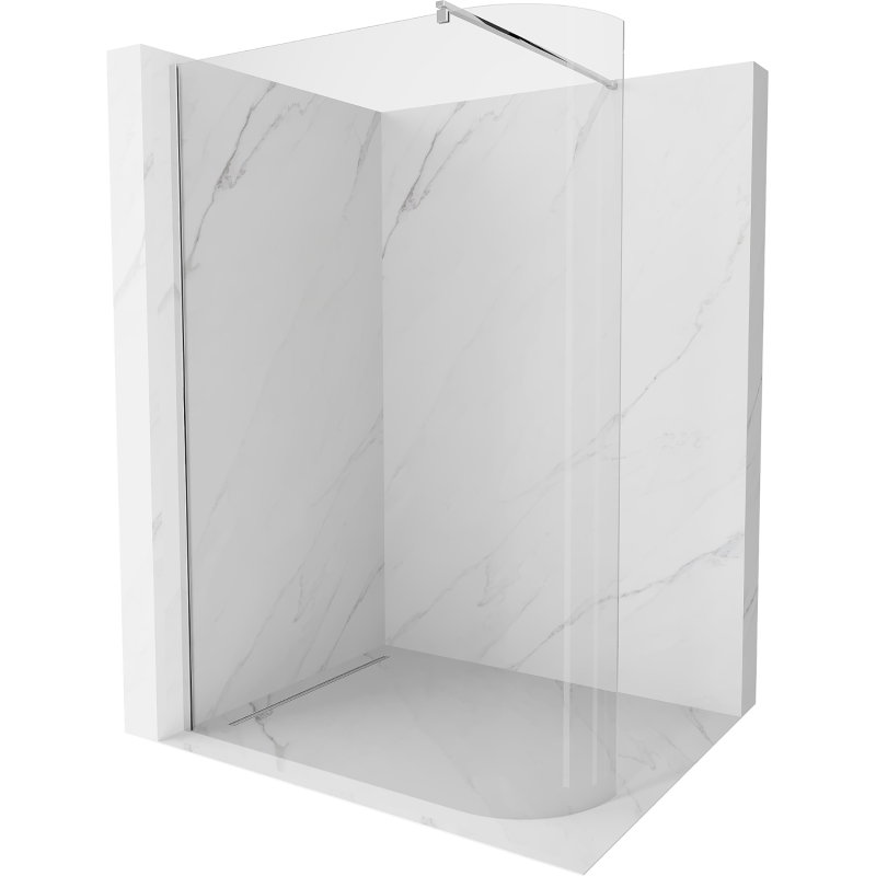 Mexen Kioto-R Rounded Walk-in Shower Screen 140 x 200 cm, Transparent 8 mm, Chrome - 800-140-101-01-06