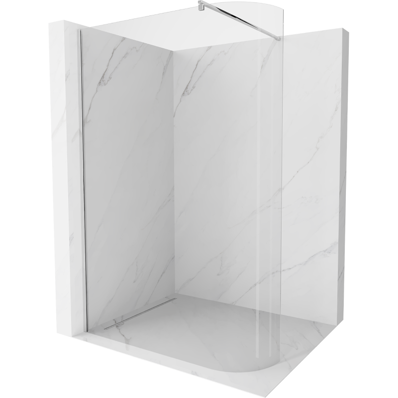 Mexen Kioto-R paroi de douche arrondie Walk-in 150 x 200 cm, transparent 8 mm, chrome - 800-150-101-01-06