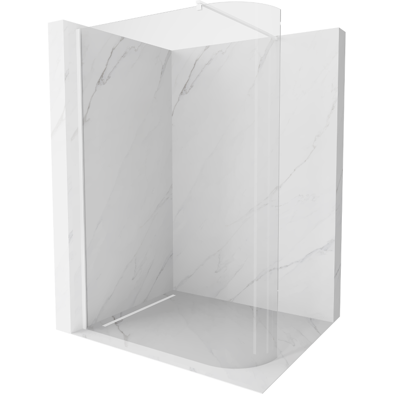 Mexen Kioto-R parede de duche arredondada Walk-in 90 x 200 cm, transparente 8 mm, branca - 800-090-101-20-06
