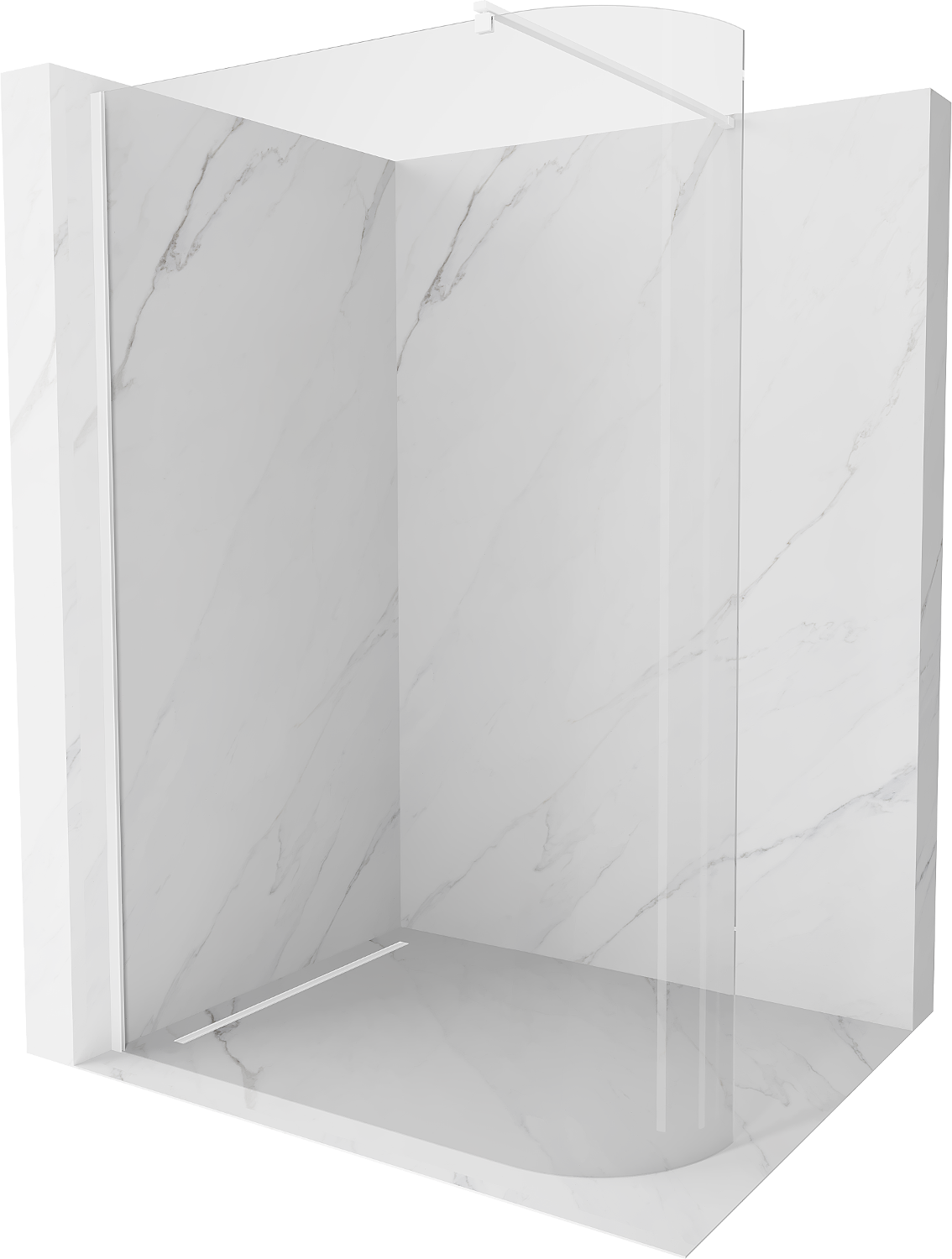 Mexen Kioto ścianka prysznicowa zaokrąglona Walk-in 100 x 200 cm, transparent 8 mm, biała - 800-100-101-20-06