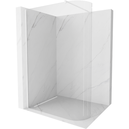 Mexen Kioto-R Rounded Walk-in Shower Wall 130 x 200 cm, transparent 8 mm, white - 800-130-101-20-06