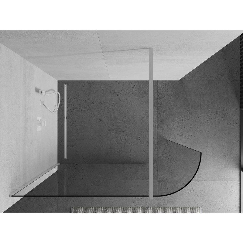 Mexen Kioto-R ümardatud dušisein Walk in 150 x 200 cm, läbipaistev 8 mm, valge - 800-150-101-20-06