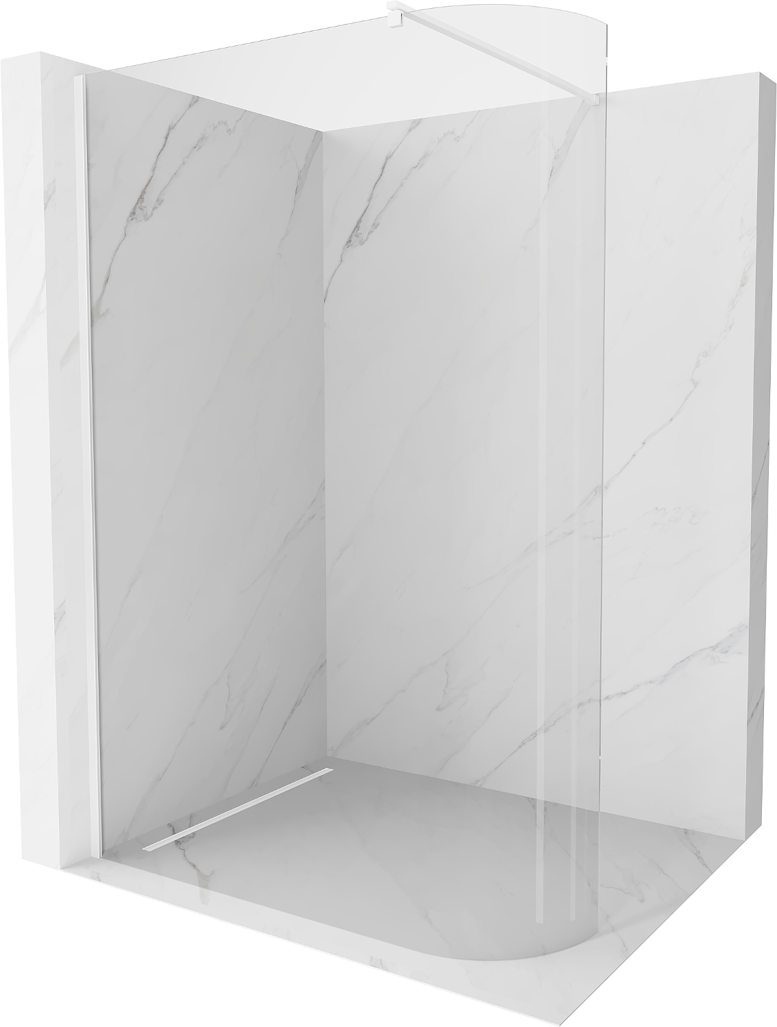 Mexen Kioto ścianka prysznicowa zaokrąglona Walk-in 160 x 200 cm, transparent 8 mm, biała - 800-160-101-20-06
