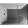 Mexen Kioto-R Rounded Walk-in Shower Wall 80 x 200 cm, Transparent 8 mm, Gold - 800-080-101-50-06
