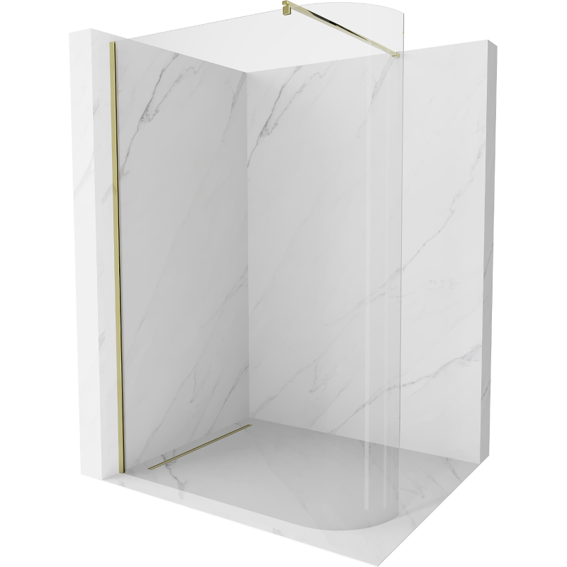 Mexen Kioto-R Abgerundete Walk-in-Duschwand 110 x 200 cm, transparent 8 mm, gold - 800-110-101-50-06