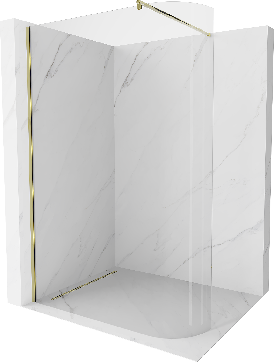 Mexen Kioto ścianka prysznicowa zaokrąglona Walk-in 110 x 200 cm, transparent 8 mm, złota - 800-110-101-50-06