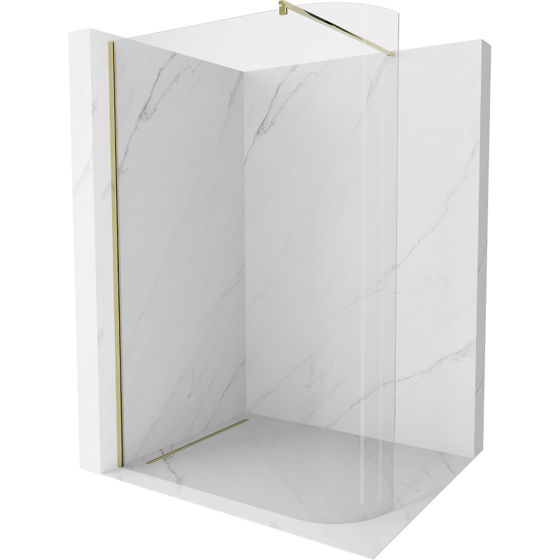 Mexen Kioto-R abgerundete Duschwand Walk-in 140 x 200 cm, transparent 8 mm, gold - 800-140-101-50-06