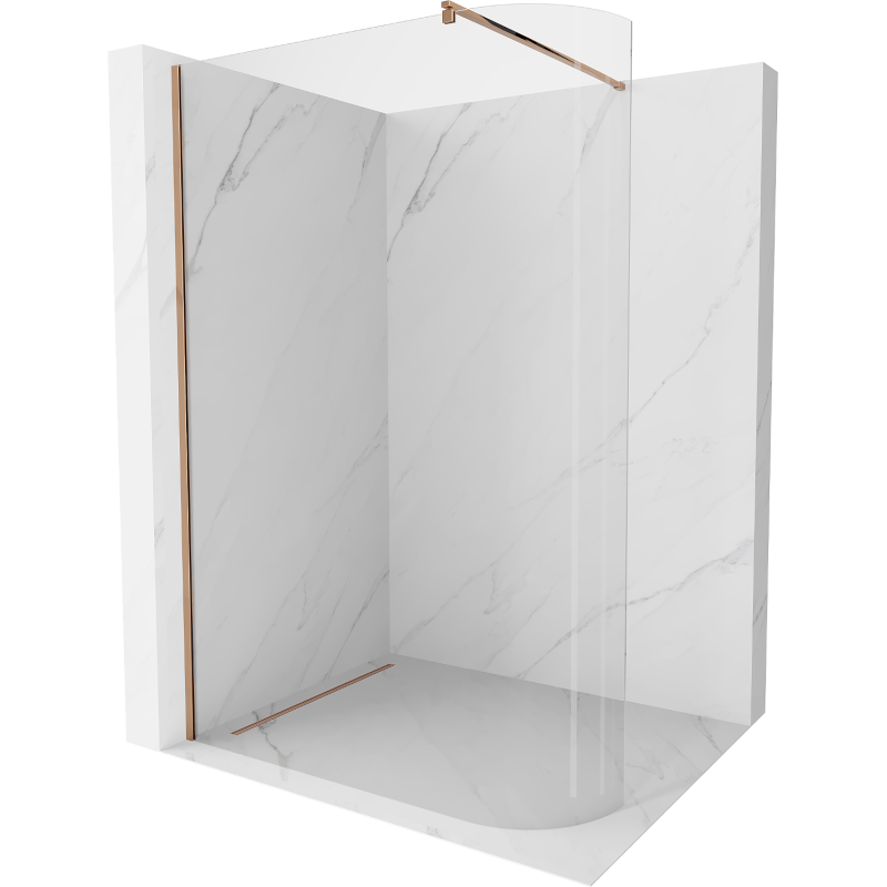 Mexen Kioto-R ścianka prysznicowa zaokrąglona Walk-in 80 x 200 cm, transparent 8 mm, różowe złoto - 800-080-101-60-06