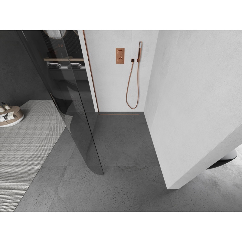 Mexen Kioto-R ümardatud dušisein Walk-in 110 x 200 cm, läbipaistev 8 mm, roosa kuld - 800-110-101-60-06