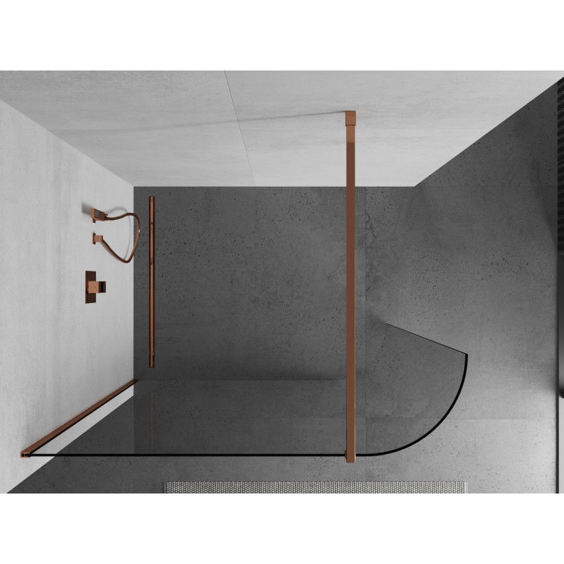 Mexen Kioto-R parete doccia curva Walk-in 130 x 200 cm, trasparente 8 mm, oro rosa - 800-130-101-60-06