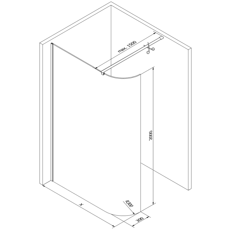 Mexen Kioto-R Runde Duschwand Walk-in 150 x 200 cm, transparent 8 mm, Roségold - 800-150-101-60-06