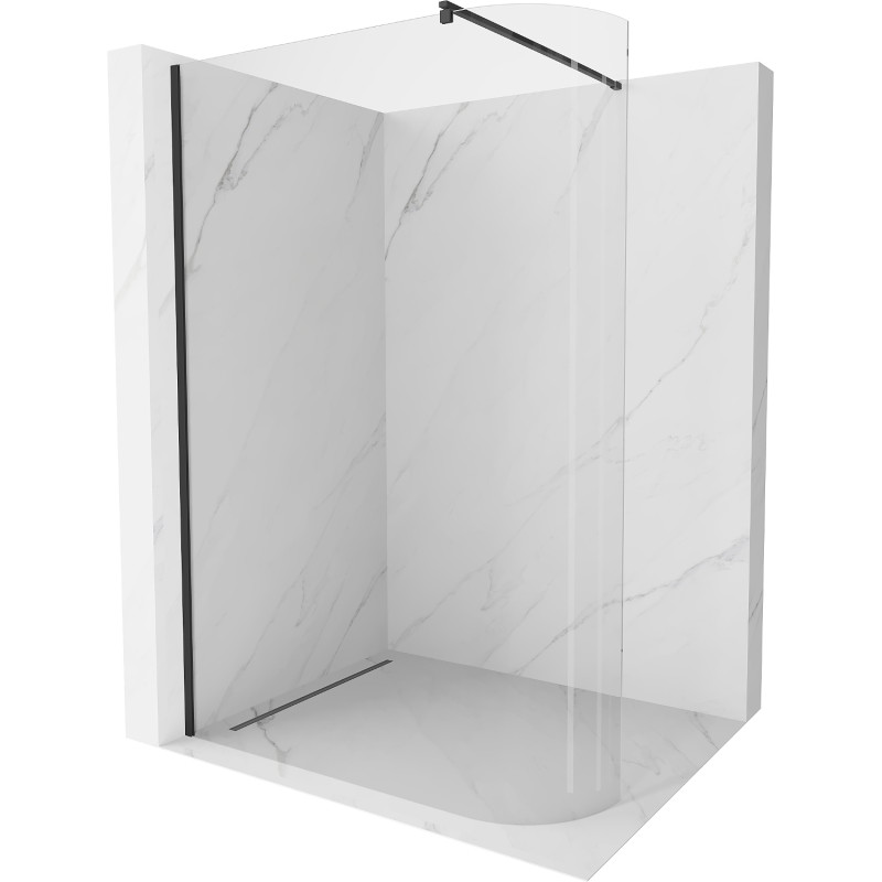 Mexen Kioto-R kaarjas dušisein Walk-in 80 x 200 cm, läbipaistev 8 mm, must - 800-080-101-70-06