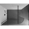 Mexen Kioto-R abgerundete Duschwand Walk-in 90 x 200 cm, transparent 8 mm, schwarz - 800-090-101-70-06