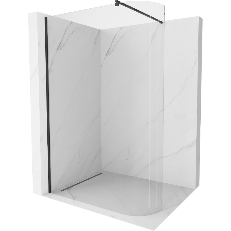 Mexen Kioto-R abgerundete Walk-in-Duschwand 110 x 200 cm, transparent 8 mm, schwarz - 800-110-101-70-06