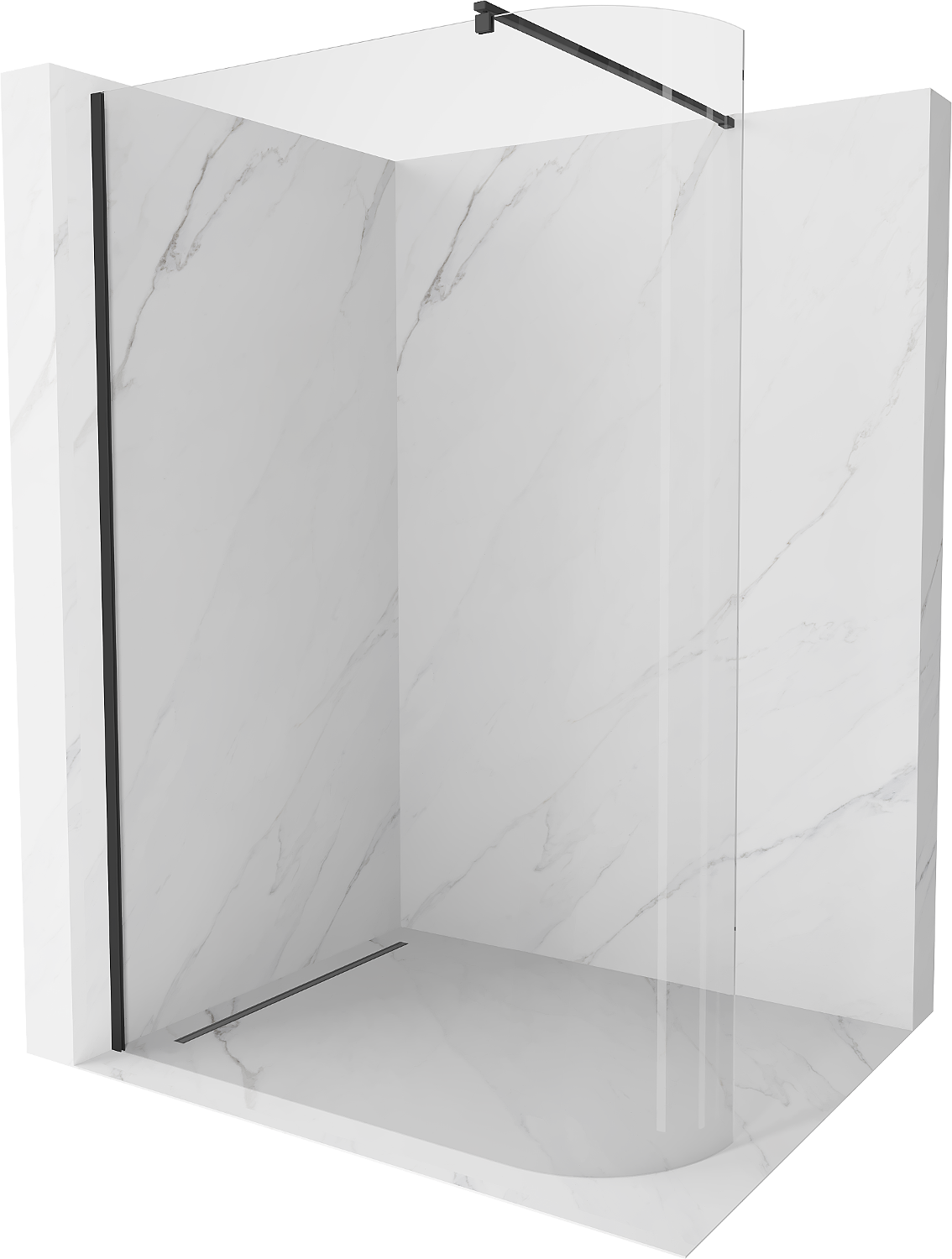 Mexen Kioto ścianka prysznicowa zaokrąglona Walk-in 110 x 200 cm, transparent 8 mm, czarna - 800-110-101-70-06