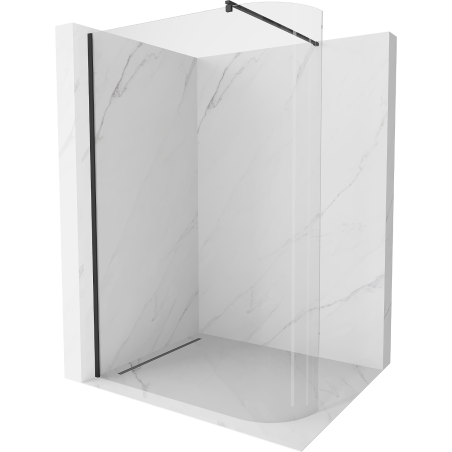 Mexen Kioto-R abgerundete Duschwand Walk-in 130 x 200 cm, transparent 8 mm, schwarz - 800-130-101-70-06