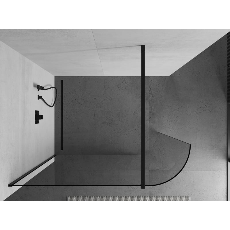 Mexen Kioto-R kaardus Walk-in dušisein 140 x 200 cm, läbipaistev 8 mm, must - 800-140-101-70-06